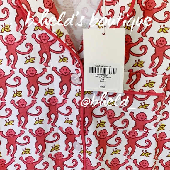 Roller Rabbit Monkey Polo Pajamas in Pink Monkey Size X-Small XS Brand New NWT - Picture 5 of 16